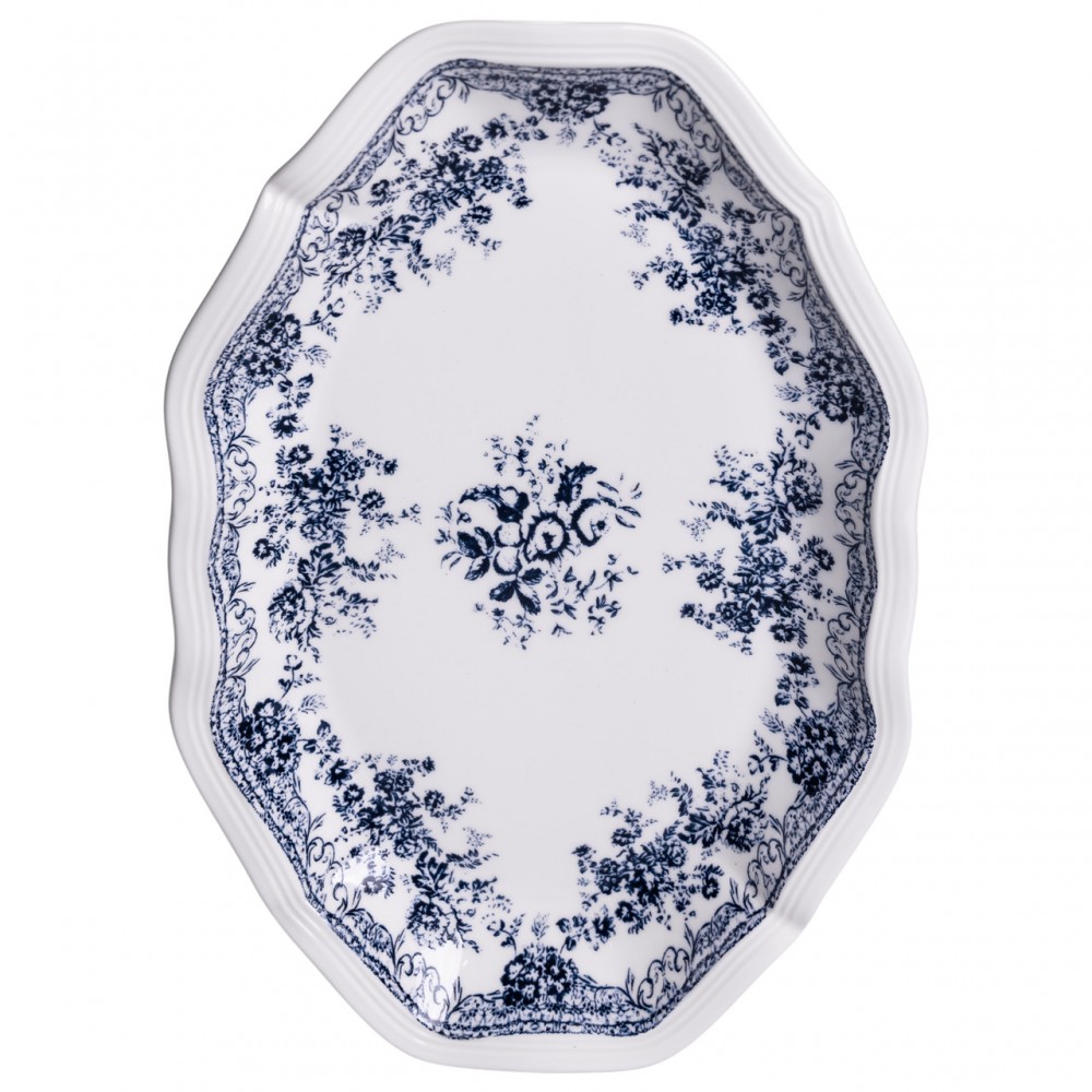 Столовый набор посуды тарелок и чашек 32 предмета на 6 персон Vintage Elegant фарфоровый, обеденный столовый сервиз тарелок Синий YY78-6A