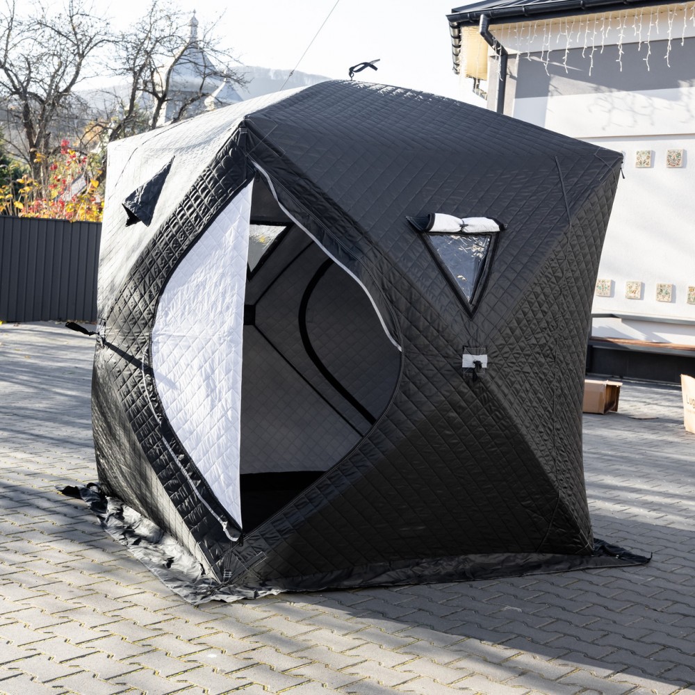 Палатка зимняя утепленная "Куб" (3-х местная 210х210х210), Зимняя палатка для рыболова туризма кемпинга и путешествий Черная LU-BD18B