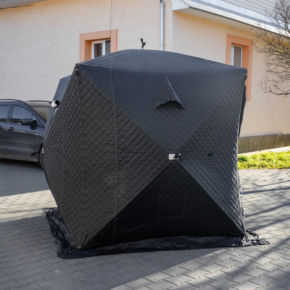 Палатка зимняя утепленная "Куб" (3-х местная 210х210х210), Зимняя палатка для рыболова туризма кемпинга и путешествий Черная LU-BD18B