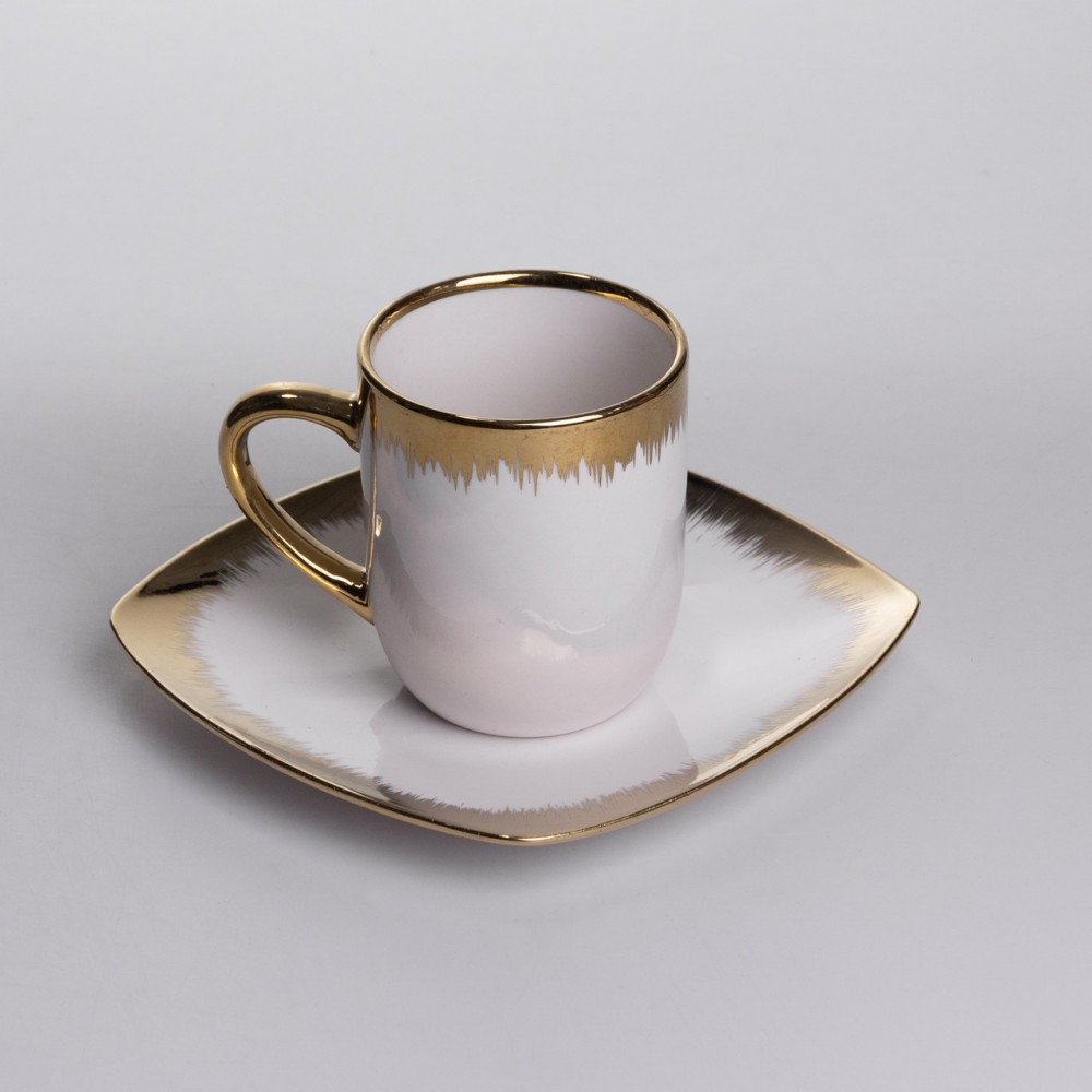 Столовый набор посуды тарелок и чашек 24 предмета на 6 персон "Геометрия" фарфоровый SD-24-1