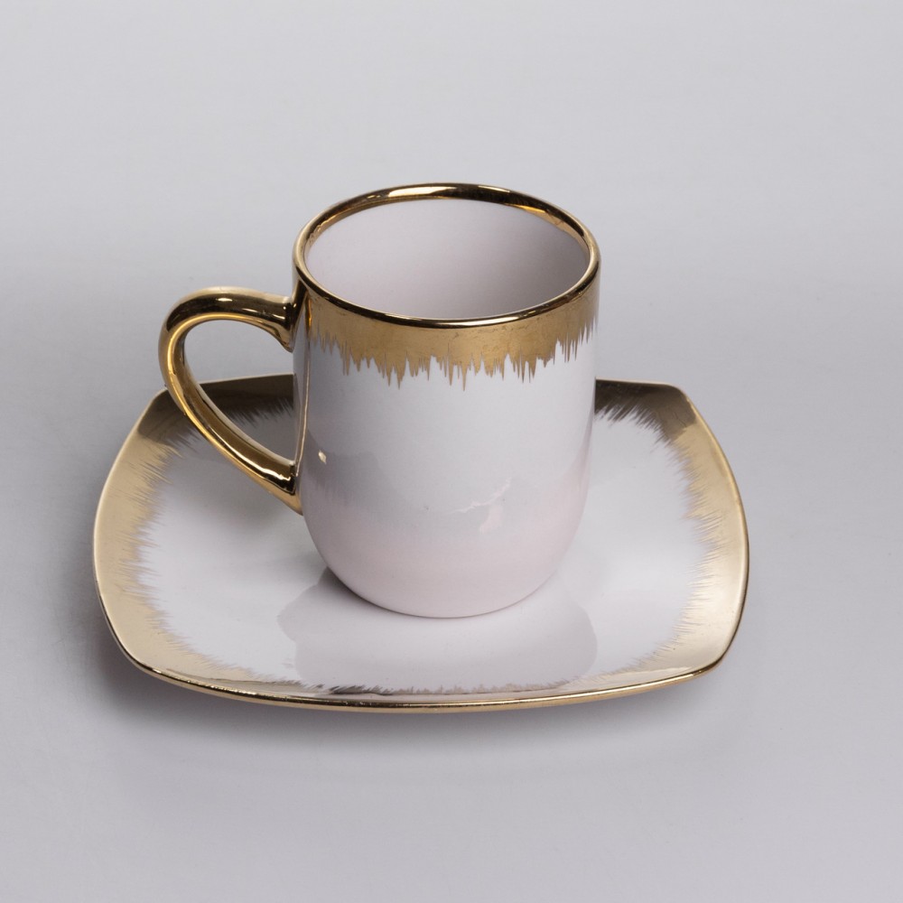 Столовый набор посуды тарелок и чашек 24 предмета на 6 персон "Геометрия" фарфоровый SD-24-1