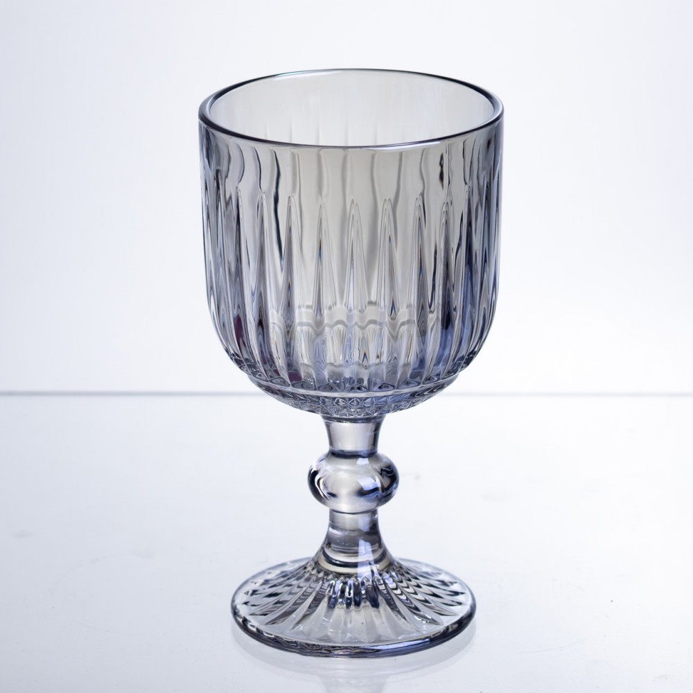 Набор бокалов для вина 6 штук по 300 мл ребристых из толстого стекла синий HP-19-237