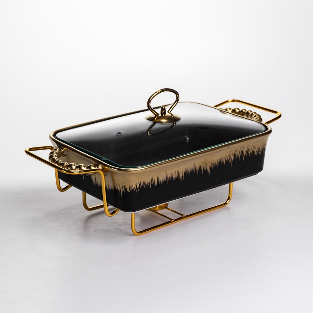 Мармит настольный прямоугольный с подогревом фарфоровый 35.5х19х15.5 см ML1106-13