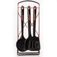 Набор кухонных принадлежностей на подставке 6 штук кухонные аксессуары Черный под мрамор