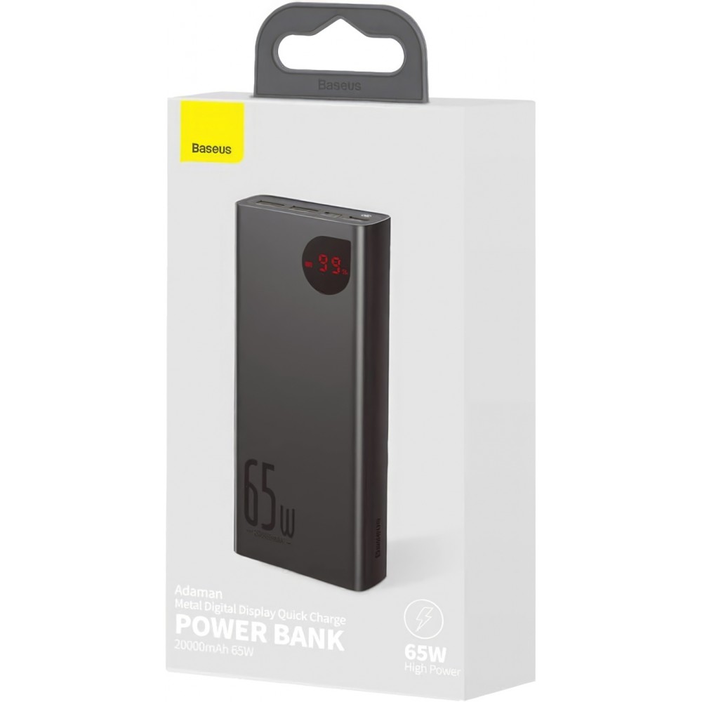 Внешний аккумулятор (Power Bank) Baseus Adaman Metal 20000mAh 65W с быстрой зарядкой, черный