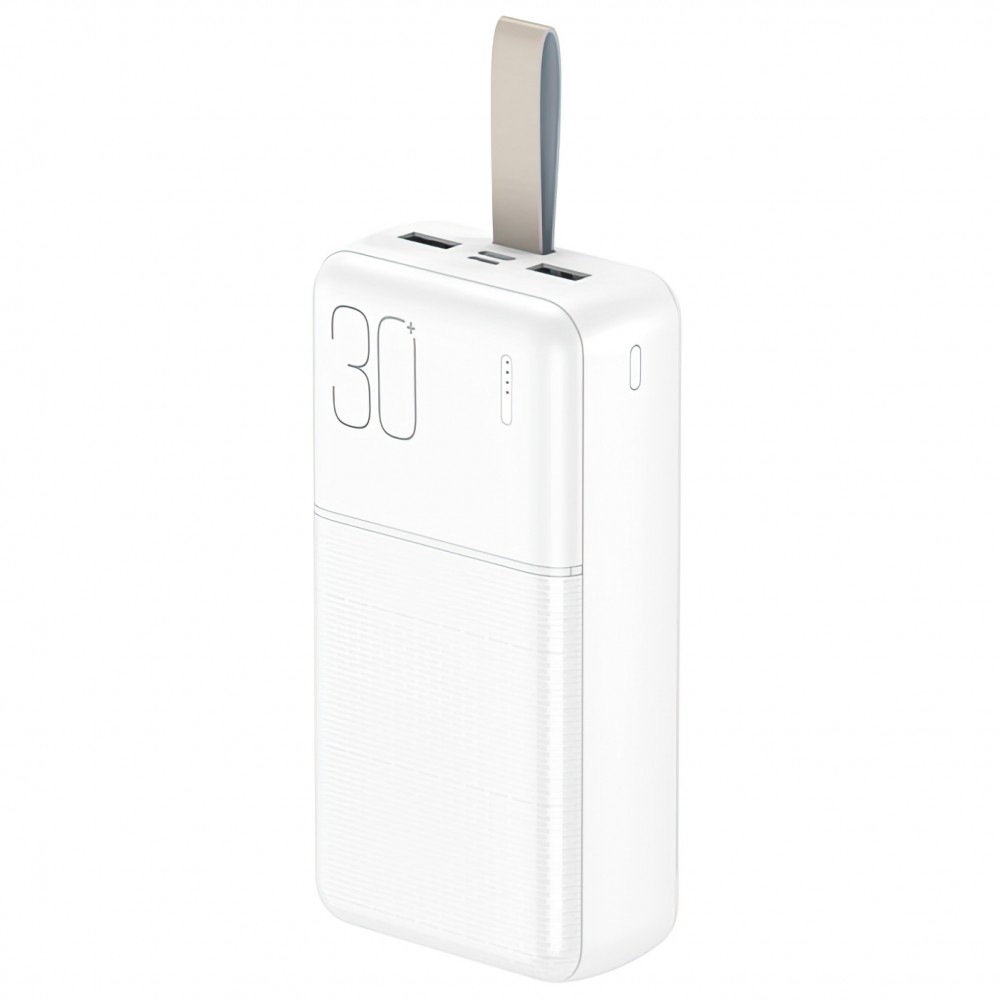 Зовнішній акумулятор (Power Bank) XO PR199 30000 mAh, білий