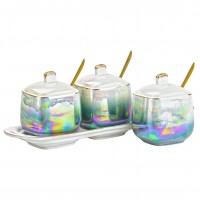 Набір для спецій керамічний на підставці з ложками 3 шт по 300 мл